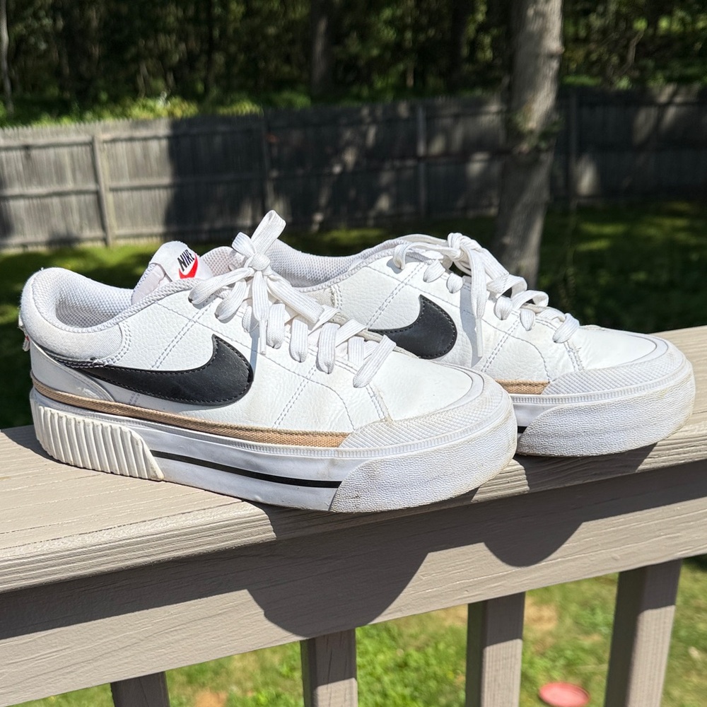Nike Court Legacy Platform White and Black Low-Top Sneakers